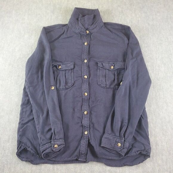 Harper Shirt Womens Large Blue Long Sleeve Flowy Relaxed Button Up Top - Picture 1 of 8